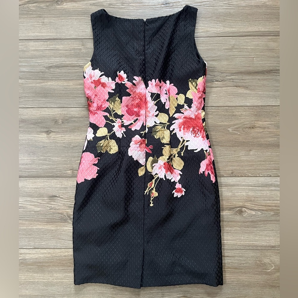 Tahari ASL Floral Black Dress 6 petite - Picture 8 of 8